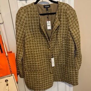 NWT Express metallic gold tweed coat